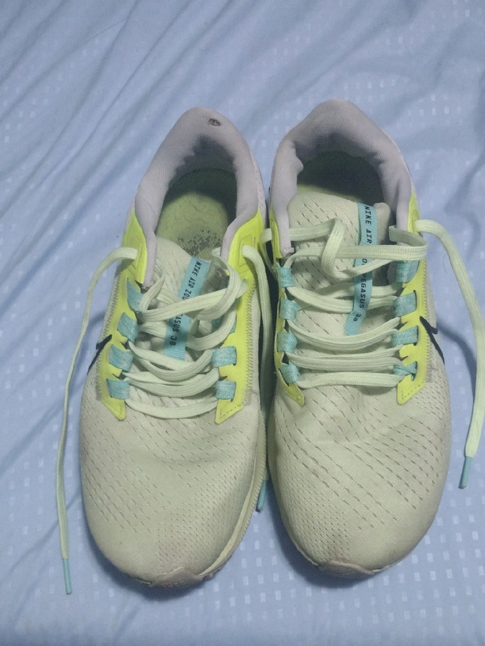 Nike Light Green and Yellow Lace-Up Sneakers